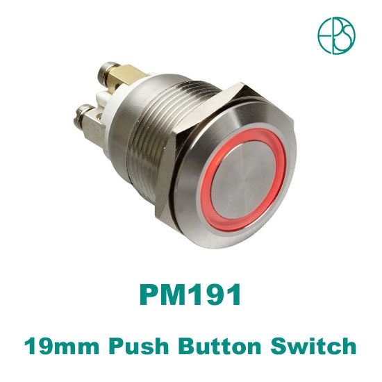 19mm Latching Vandal Resistant Push Button Switch SPDT 21A 